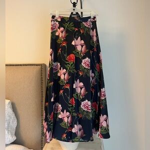Anthropologie Silky Floral Print Skirt